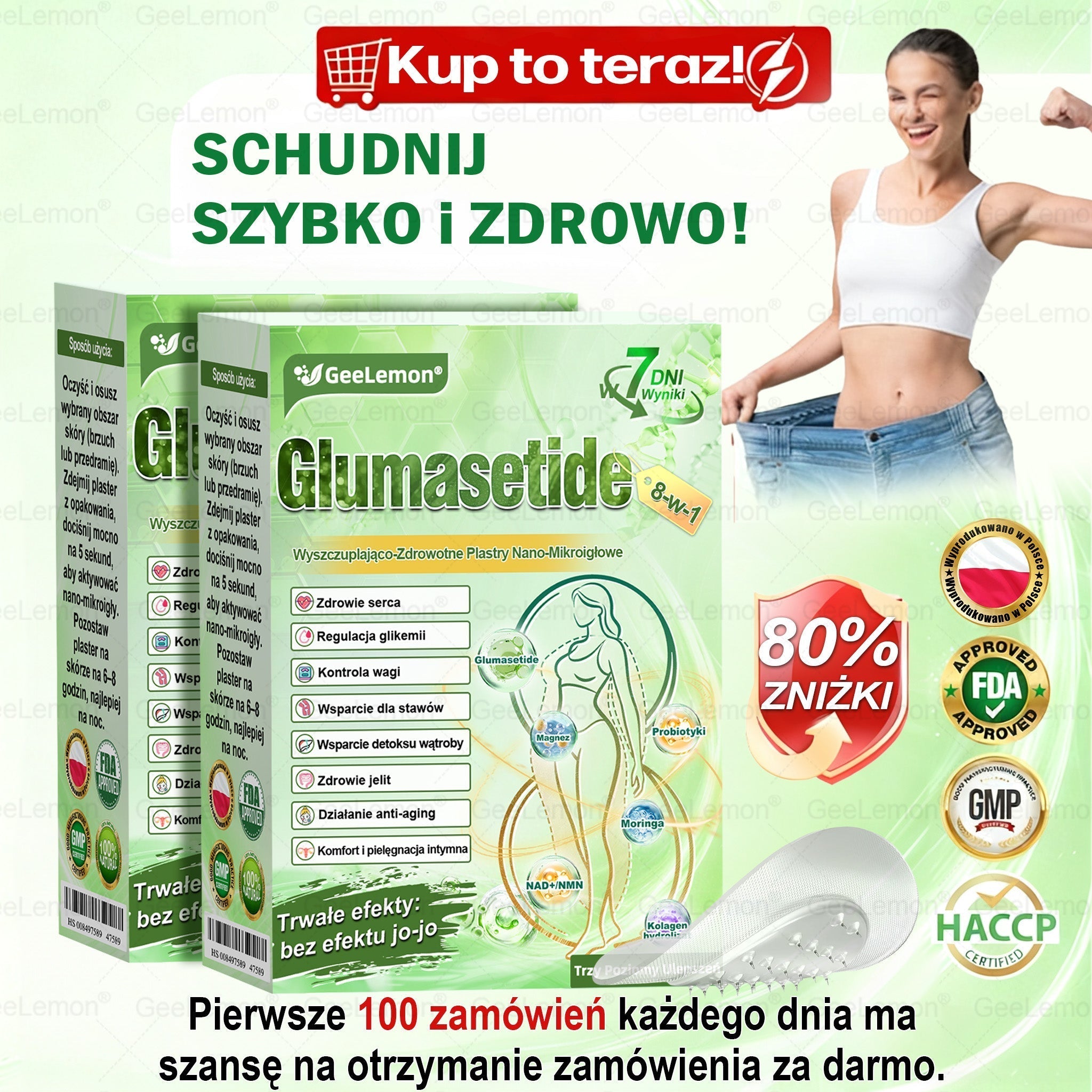 🍃 𝐆𝐞𝑒𝐿𝑒𝐦𝐨𝐧® 𝐆𝐥𝐮𝐦ase𝐭𝐢𝐝𝐞 𝟖 𝐰 𝟏 Smukły i Zdrowy Nano Plaster z Mikronakłuciami 🇵🇱(Tylko raz dziennie, widoczne zmiany już w 7 dni)✅ Na otyłość, 🅛🅞🅞🅢🅔 🅢🅚🅘🅝 wiotką skórę, cukrzycę, bezdech senny, problemy ze stawami i wiele więcej