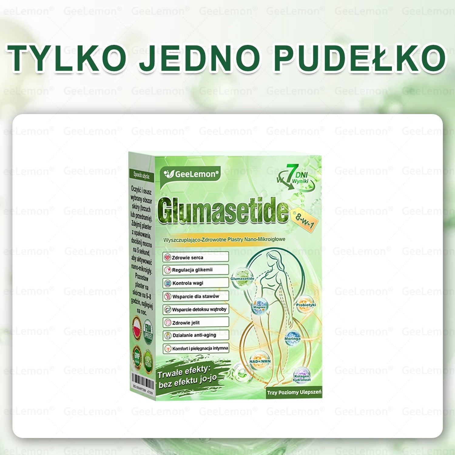 🍃 𝐆𝐞𝑒𝐿𝑒𝐦𝐨𝐧® 𝐆𝐥𝐮𝐦ase𝐭𝐢𝐝𝐞 𝟖 𝐰 𝟏 Smukły i Zdrowy Nano Plaster z Mikronakłuciami 🇵🇱(Tylko raz dziennie, widoczne zmiany już w 7 dni)✅ Na otyłość, 🅛🅞🅞🅢🅔 🅢🅚🅘🅝 wiotką skórę, cukrzycę, bezdech senny, problemy ze stawami i wiele więcej